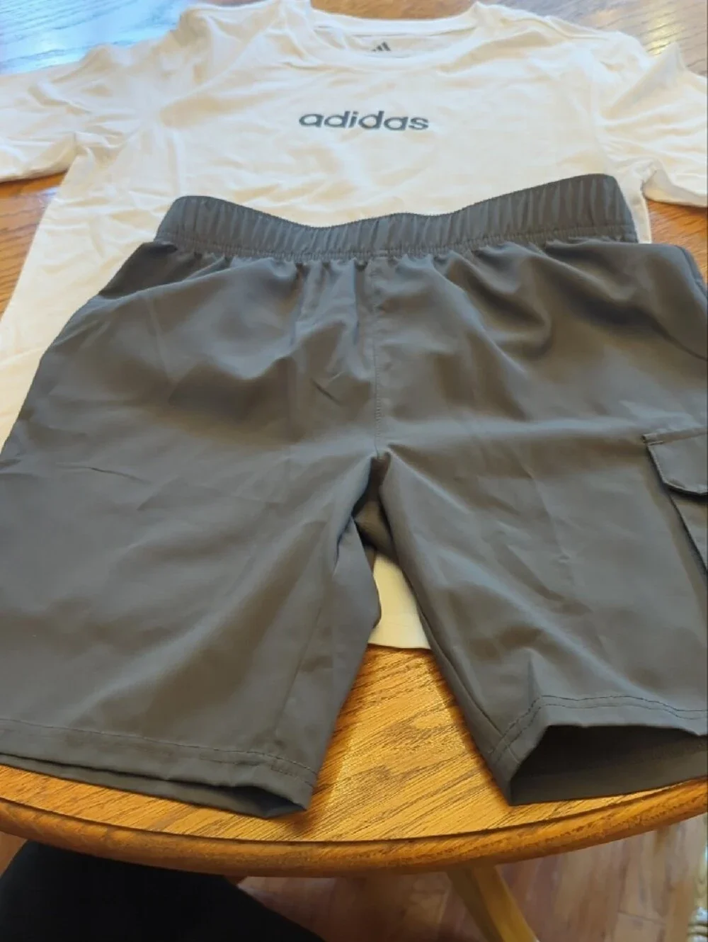 adidas White Tee and Black Shorts Kids Matching Set